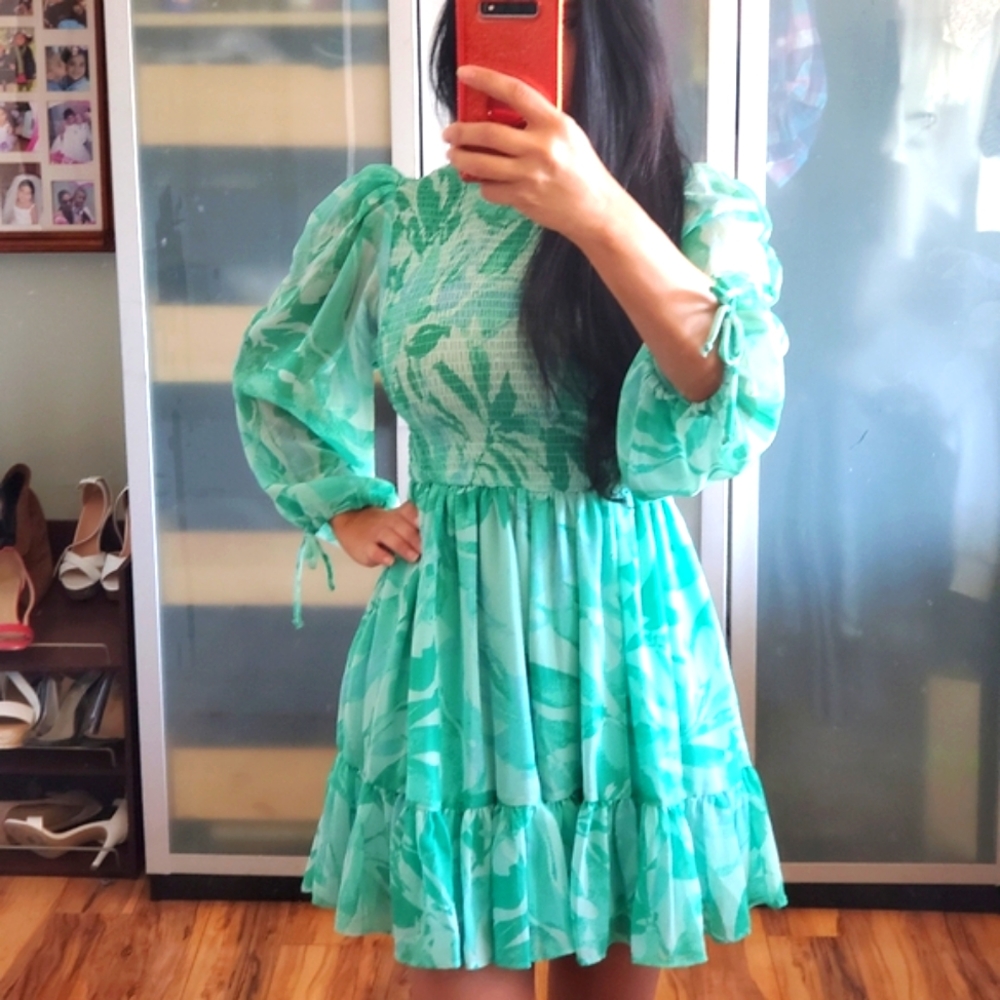 Green floral dress